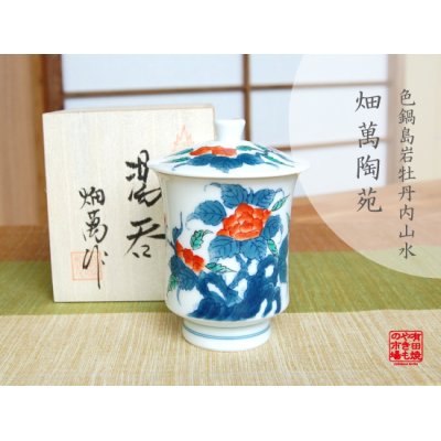 [Made in Japan] Iro nabeshima uchi sansui Iwa botan (Large) Japanese green tea cup