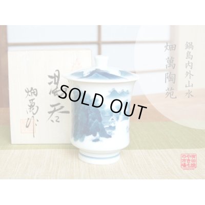 [Made in Japan] Nabeshima naigai sansui landscape (Large) Japanese green tea cup (wooden box)