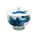 Yunomi Tea Cup with Lid for Green Tea Nabeshima Sansui Landscape