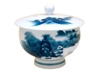 Yunomi Tea Cup with Lid for Green Tea Nabeshima Sansui Landscape