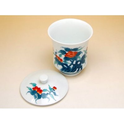 Photo2: Yunomi Tea Cup with Lid (Extra Large) for Green Tea Ironabeshima Iwa botan