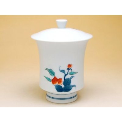 Photo3: Yunomi Tea Cup with Lid (Extra Large) for Green Tea Ironabeshima Iwa botan