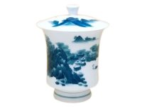 Yunomi Tea Cup with Lid (Extra Large) for Green Tea Nabeshima Sansui Landscape