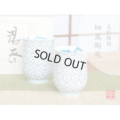 [Made in Japan] Gyokusai Umezume (pair) Japanese green tea cup (wooden box)