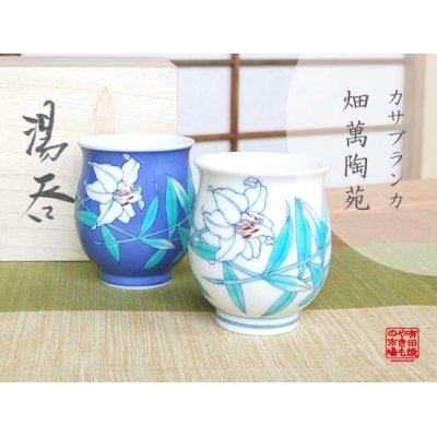 [Made in Japan] Casablanca (pair) Japanese green tea cup (wooden box)