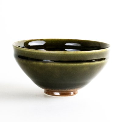 Photo1: Matcha Bowl Koke-Midori Green with Wooden Box