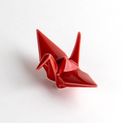 Photo1: Chopstick rest Orizuru Crane (Red)
