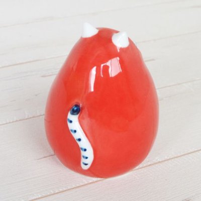 Photo3: Figurine Aka daruma neko Red Daruma shaped Cat