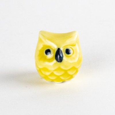 Photo1: Figurine Owl Mini-Fukurou Yellow