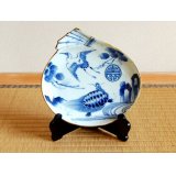 Decorative Plate with Stand (21.3cm) Choujyu Tsuru-kame-mon