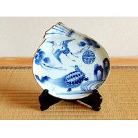 Decorative Plate with Stand (21.3cm) Choujyu Tsuru-kame-mon