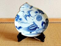 Decorative Plate with Stand (21.3cm) Choujyu Tsuru-kame-mon