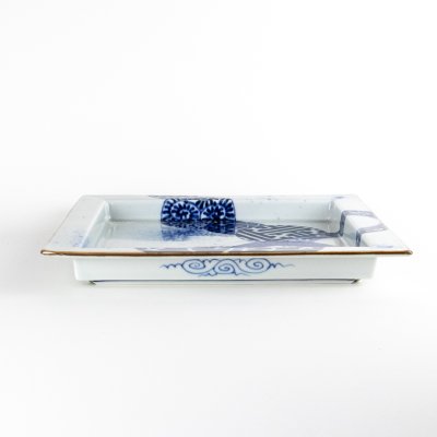 Photo2: Extra Large Square Plate Kosome-Marumon (28.5 cm/11.2 in)