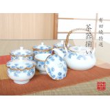Tea set for Green Tea 1 pc Teapot and 5 pcs Cups Kindami icchin kiku