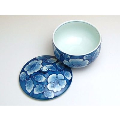 Photo3: Yunomi Tea Cup with Lid for Green Tea Kyou botan