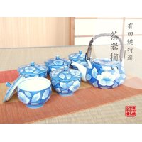 Tea set for Green Tea 1 pc Teapot and 5 pcs Cups Kyou botan