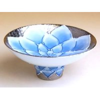 Sake Cup Daria Blue Dahlia flower (8.5cm/3.3in)