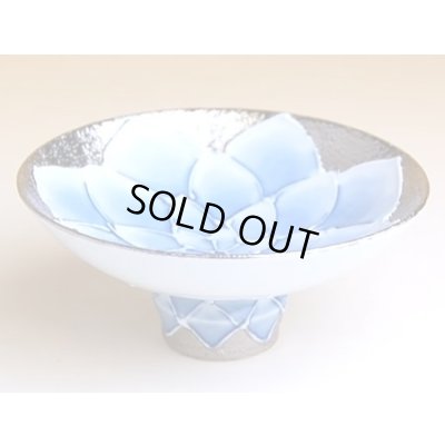 Photo1: Sake Cup Daria Blue Dahlia flower (8.5cm/3.3in)