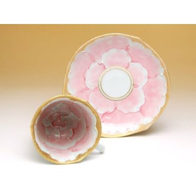 Photo2: Demitasse Cup and Saucer Kindami pink botan