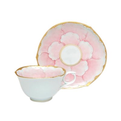 [Made in Japan] Kindami pink botan Cup and saucer