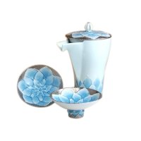 Sake set 1 pc Tokkuri bottle and 2 pcs Cups Dahlia