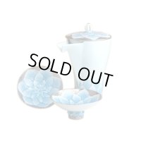 Sake set 1 pc Tokkuri bottle and 2 pcs Cups Dahlia