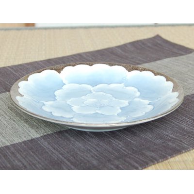 Photo2: Large Plate (18.3cm) Platinum botan