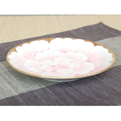 Photo2: Large Plate (18.3cm) Kindami pink botan