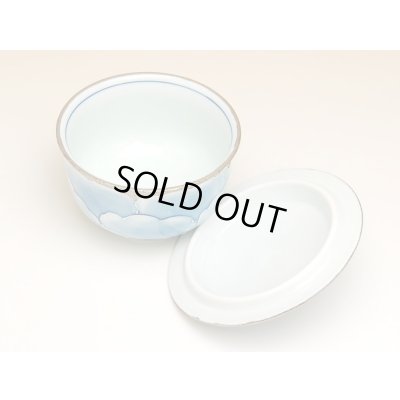 Photo3: Yunomi Tea Cup with Lid for Green Tea Platinum botan