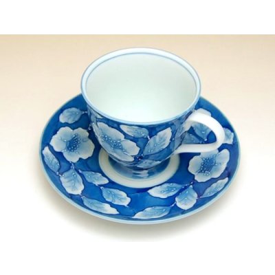 Photo3: Coffee Cup and Saucer Kyou botan