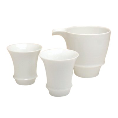 Photo2: Sake set 1 pc Tokkuri pitcher and 2 pcs Cups Hakuji