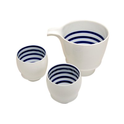 Photo2: Sake set 1 pc Tokkuri pitcher and 2 pcs Cups Kura