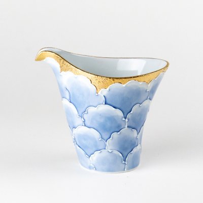 Photo1: Sake Tokkuri Pitcher Kinno botan Blue peony