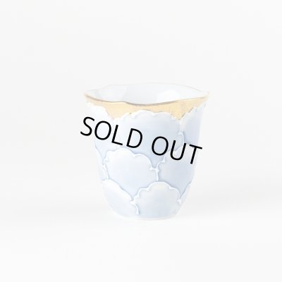 Photo1: Sake Cup Kinno botan Blue peony (6.5cm/2.5in)