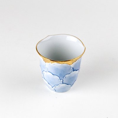 Photo2: Sake Cup Kinno botan Blue peony (6.5cm/2.5in)