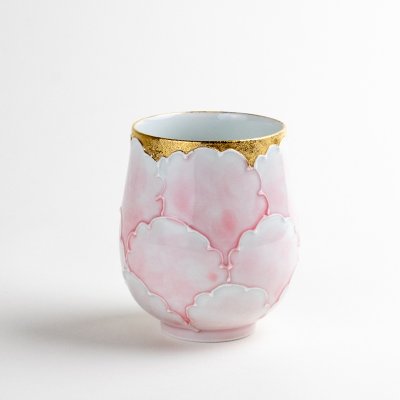 Photo1: Yunomi Tea Cup for Green Tea Kinno Pink botan