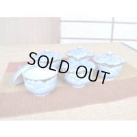 Tea Cup set for Green Tea 5 pcs Cups with Lids Plutinum botan in wooden box