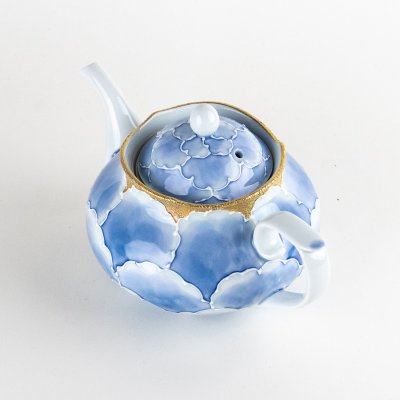 Photo2: Teapot Soto-Kin Botan Blue & Gold