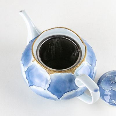 Photo5: Teapot Soto-Kin Botan Blue & Gold