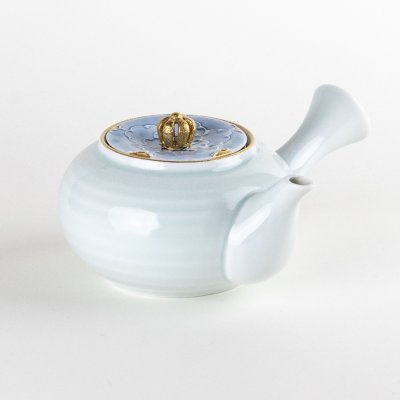 Photo1: Teapot Kyusu Gold Botan Blue