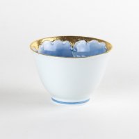 Yunomi Tea Cup for Green Tea Gold botan Blue flower inside