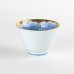 Photo1: Yunomi Tea Cup for Green Tea Gold botan Blue flower inside (1)