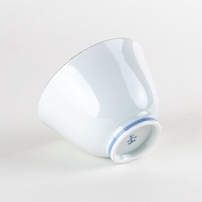Photo4: Yunomi Tea Cup for Green Tea Gold botan Blue flower inside