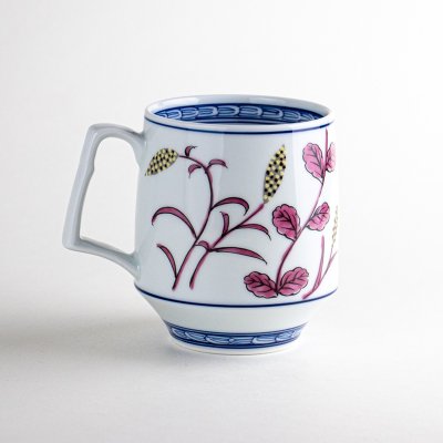 Photo2: Mug Mugie Maron Barley leaves Pink