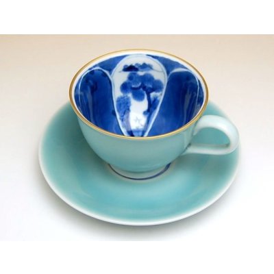 Photo3: Coffee Cup and Saucer Seiji wari sansui