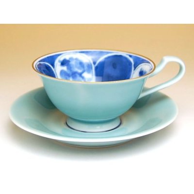 Photo2: Tea Cup and Saucer Seiji wari sansui