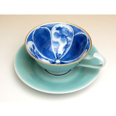 Photo3: Tea Cup and Saucer Seiji wari sansui