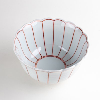 Photo2: Donburi Bowl for Noodles Kikuwari Red (15.3cm/6in)