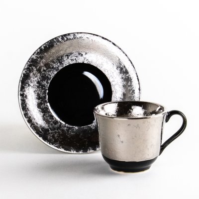 Photo1: Demitasse Cup and Saucer Fuki Silver