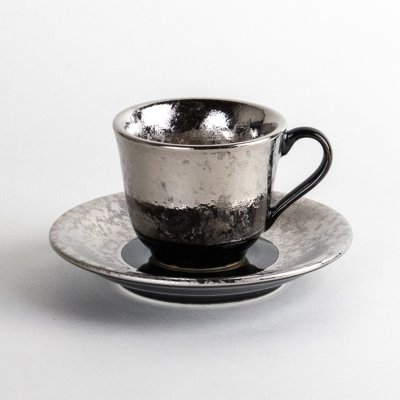 Photo2: Demitasse Cup and Saucer Fuki Silver